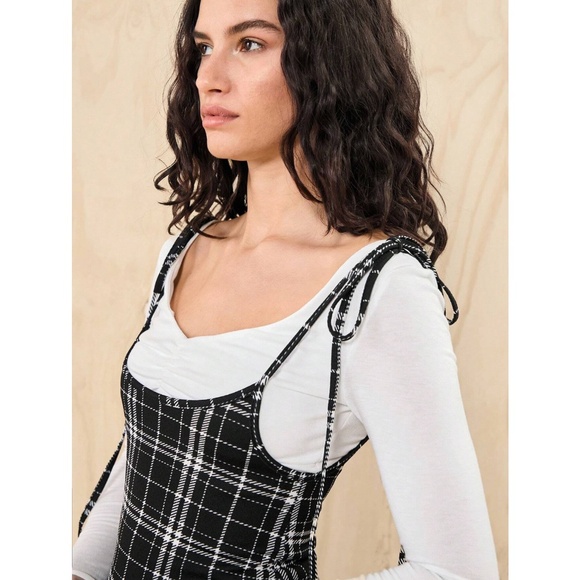 Plaid Pinacore Mini Dress - Picture 4 of 12